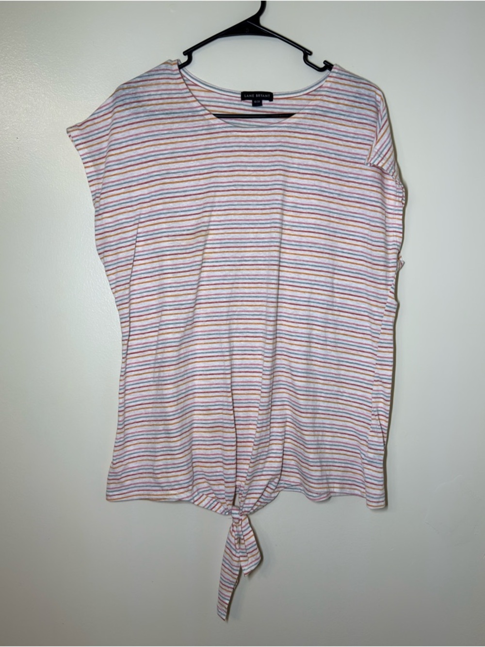 Lane Bryant Casual Tie-Front Tee in Multicolored Stripes